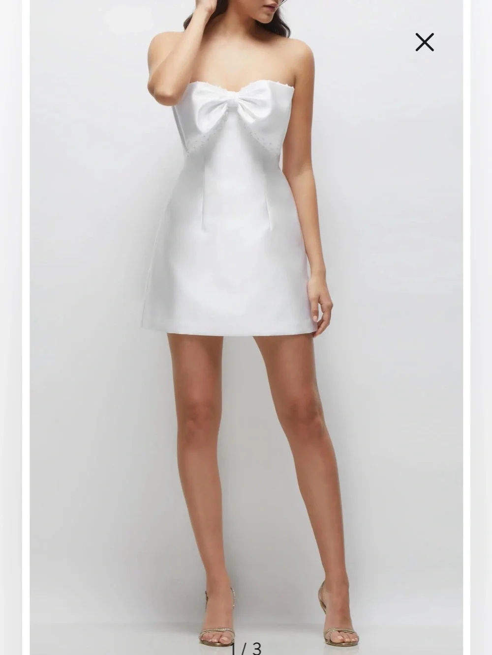 NWT- Alfred Sung Imitation Pearl & Bow Detail Strapless Cocktail Minidress, 12R